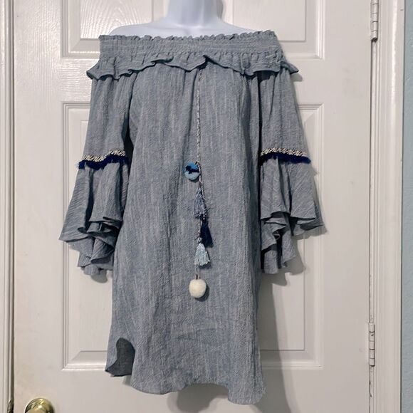 Misa Los Angeles Vanessa Off Shoulder Bell Sleeve Mini Dress Size XS - Picture 2 of 10